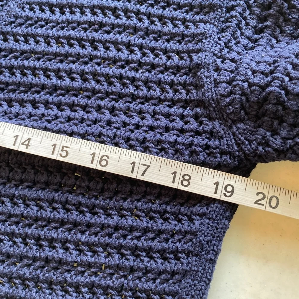Talbots Navy Open-Knit V-Neck Button Front Cardigan - Picture 7 of 9